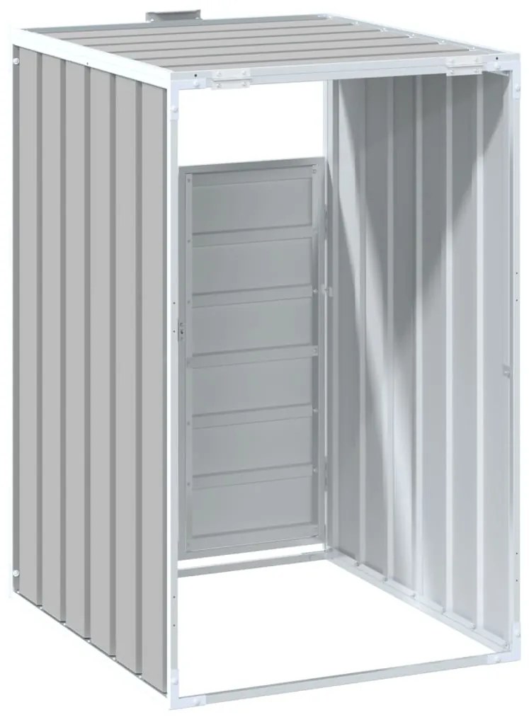 szürke acél kerekes szemetes tároló 1 szemeteskukához 72 x 81 x 115 cm