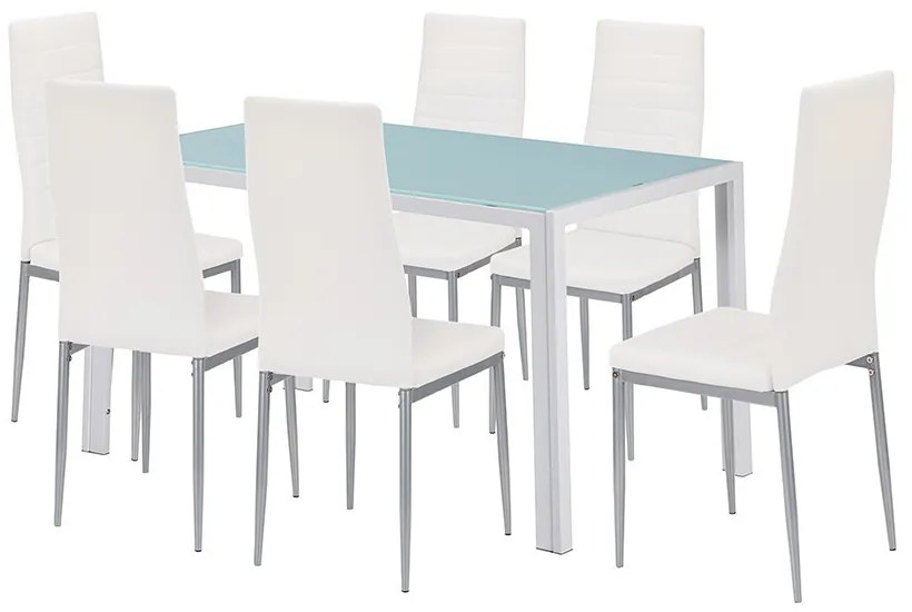 Mabel 6+1 étkező garnitúra fehér-szürke