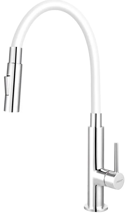 FERRO - Mosogató csap rugalmas karral fényezett króm/fehér
