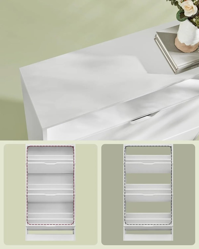 Cipős szekrény 3 csuklós ajtóval, cipőtartó, 24 x 60 x 139 cm, felhőfehér