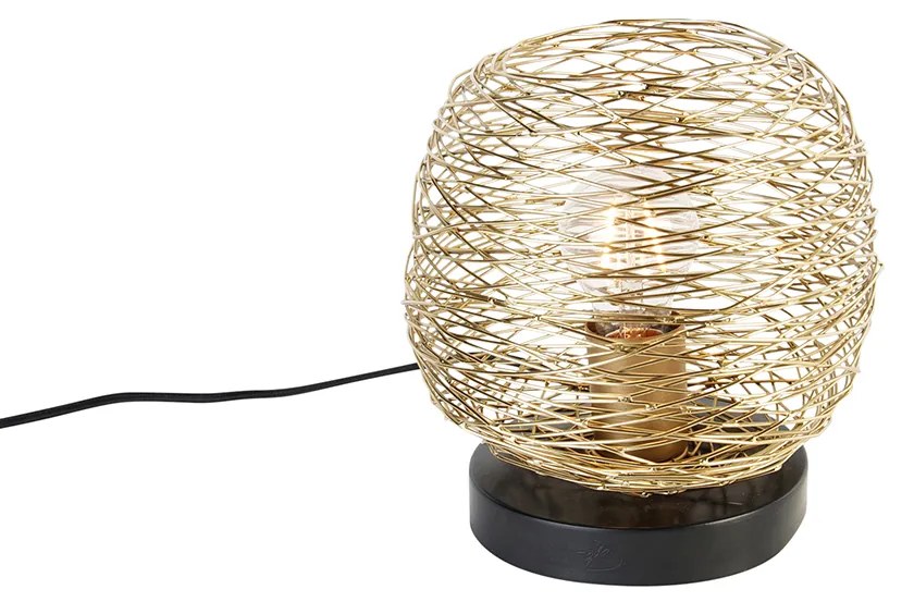 Design asztali lámpa arany fekete színben 20 cm - Sarella
