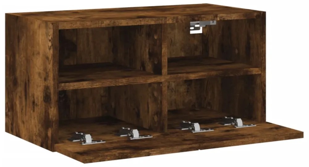 füstös tölgy színű szerelt fa fali TV-szekrény 60 x 30 x 30 cm