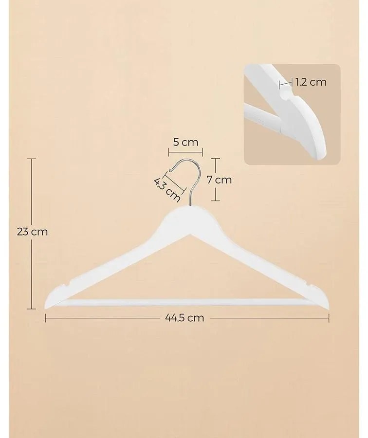 Faakasztók, 10 db -os csúszásmentes vállfák, fehér