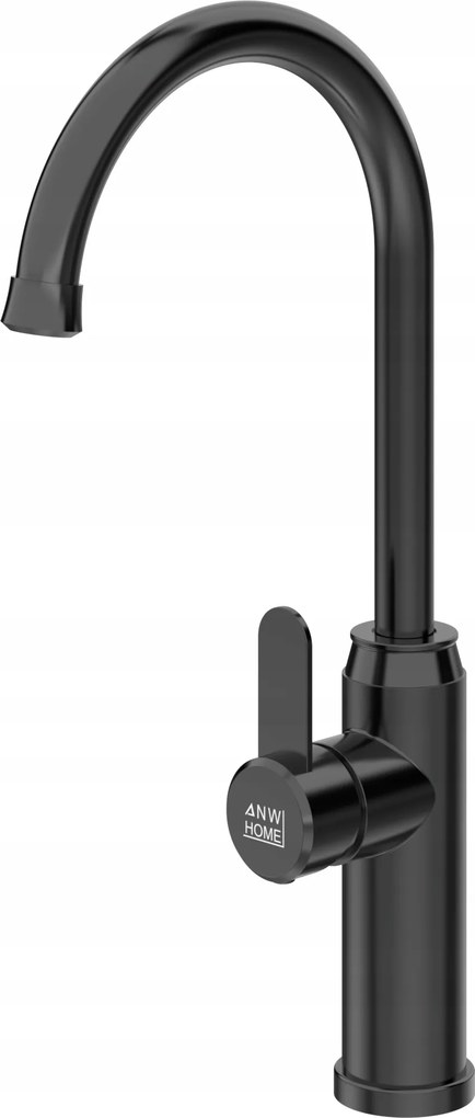 Fekete konyhai csaptelep szálcsiszolt acél, 415 mm