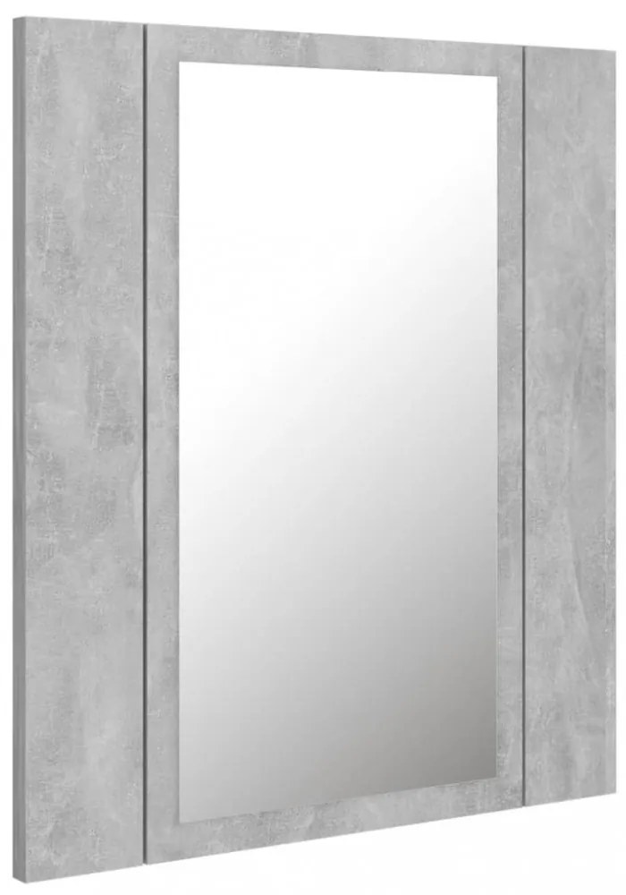 betonszürke akril LED-es tükrös fürdőszobaszekrény 40x12x45 cm