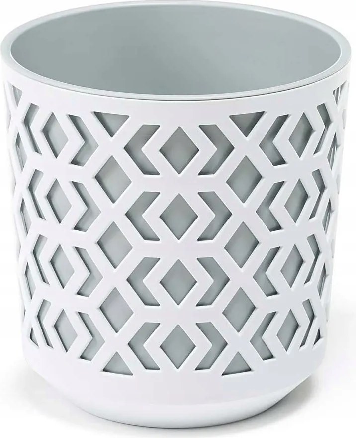 Dekoratív fehér kaspó szürke betét Erkély Teraszra otthonra fedő