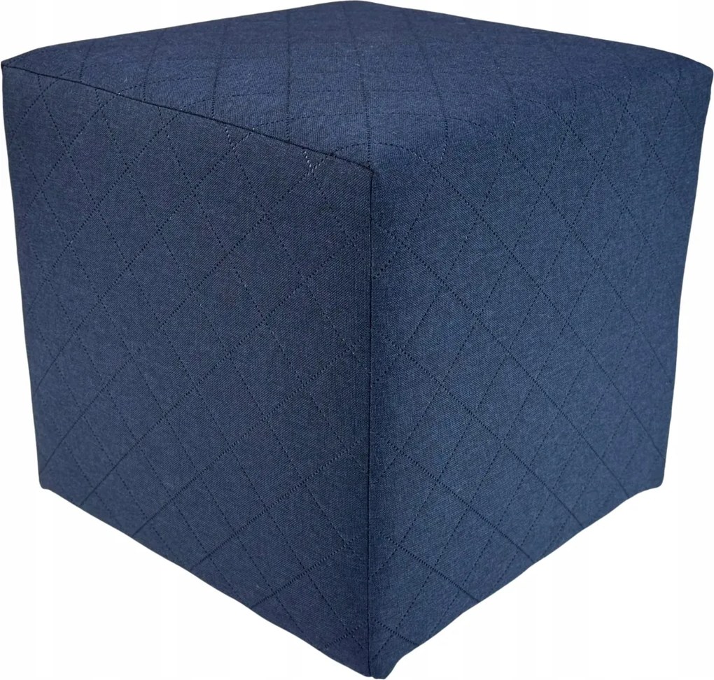 Négyzet alakú szavanna puff steppelt, sötétkék szín