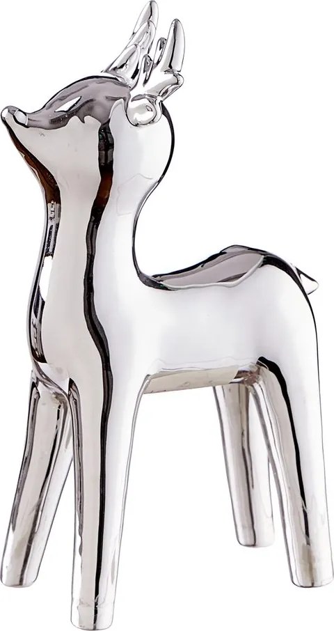 X-MAS kerámia dekor szarvas 18 cm , ezüst