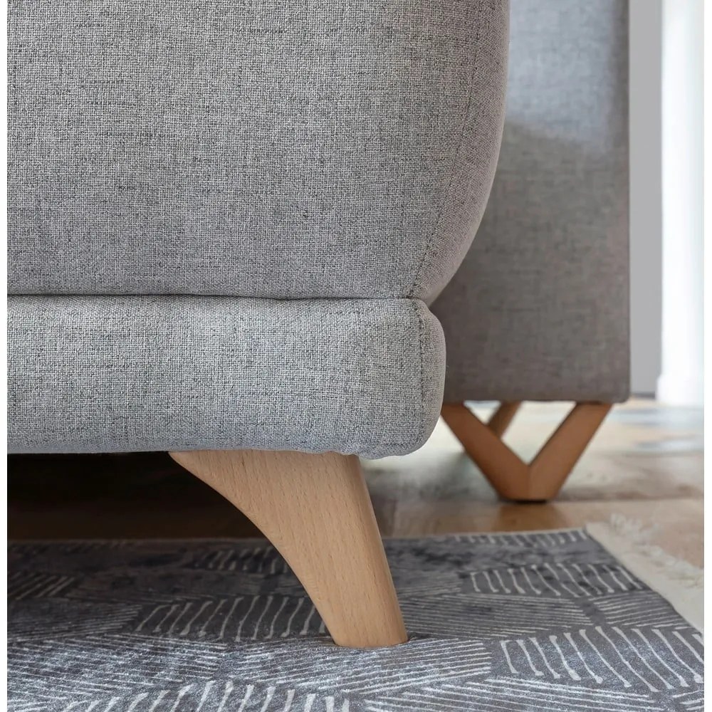 Világosszürke kinyitható-tárolóhelyes sarokkanapé (bal oldali-U alakú) Classy Sophie – Miuform