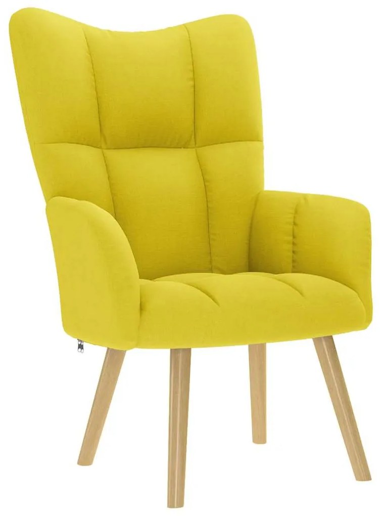 vidaXL Relaxáló szék zsámollyal világossárga szövetből