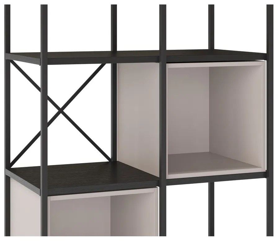 Fekete-krémszínű könyvespolc 71x179 cm Anya – Marckeric