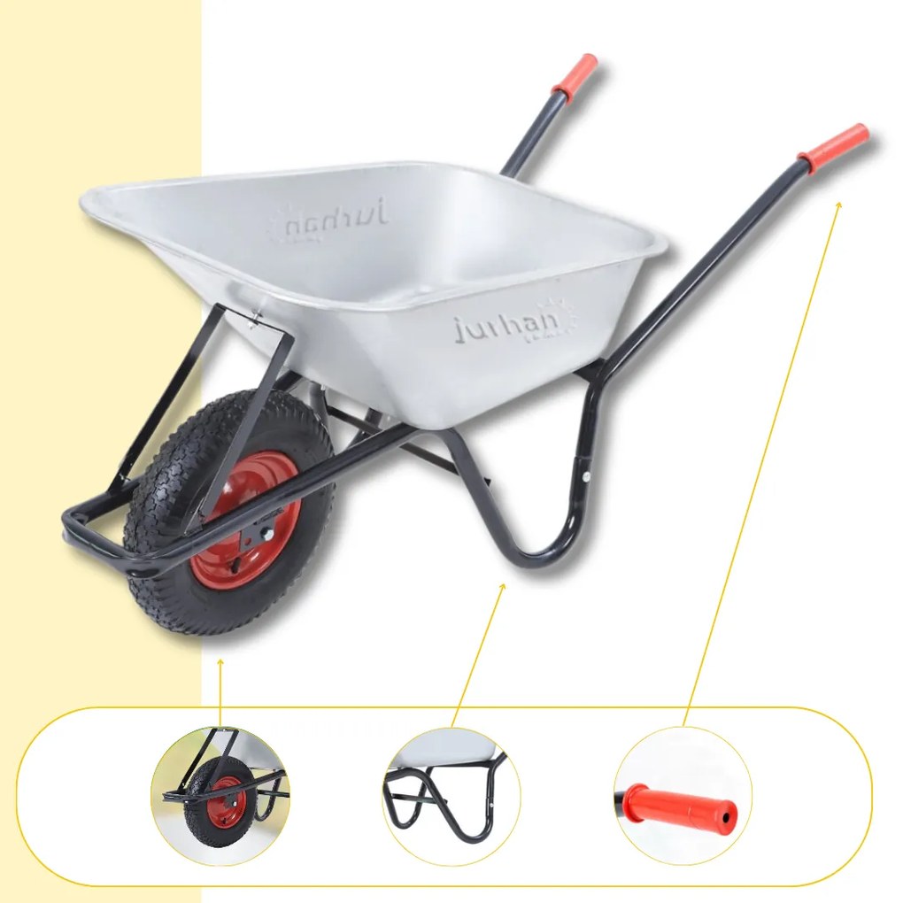 BARRY horganyzott talicska, max. kapacitás 100l/250kg, ezüst/fekete Gardebruk