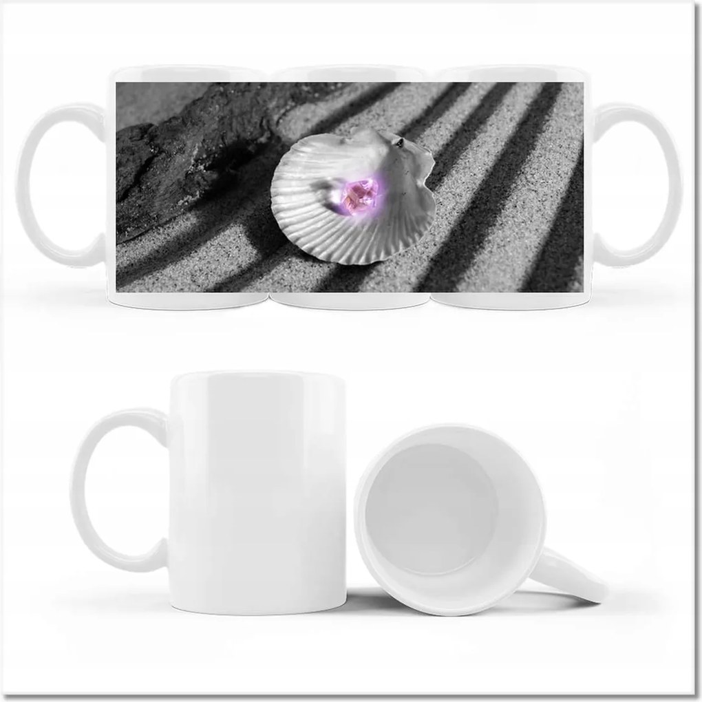 Kagyló és homok gyöngy mintás bögre