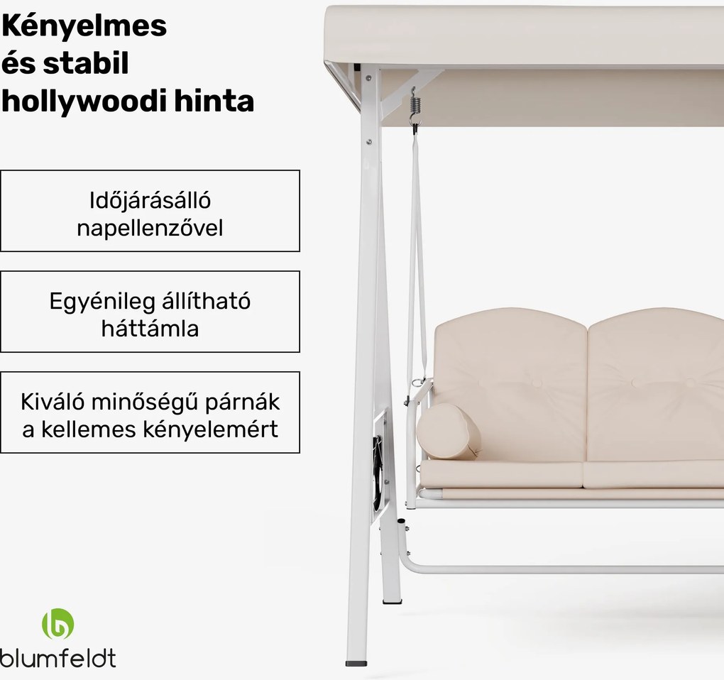 Blumfeldt GranSway hollywoodi hinta 3 üléses egyénileg állítható Porszórt acél Időjárásálló