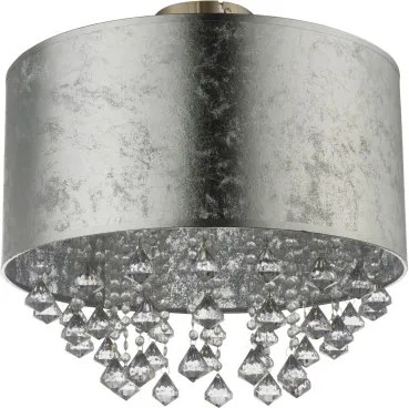 Globo 15188D3 Mennyezeti lámpa, nikkel matt, textil ezüst , akril kristály, áttetsző, ø: 400, H:380, Foglalat típusa:1xE27 60W 230V