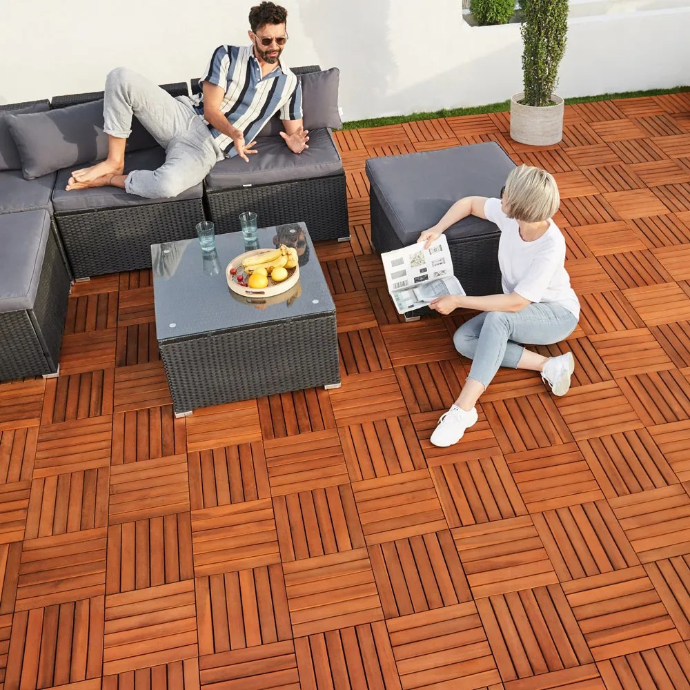 Casaria® Fa padlólapok – 11 darabos készlet, 30×30 cm