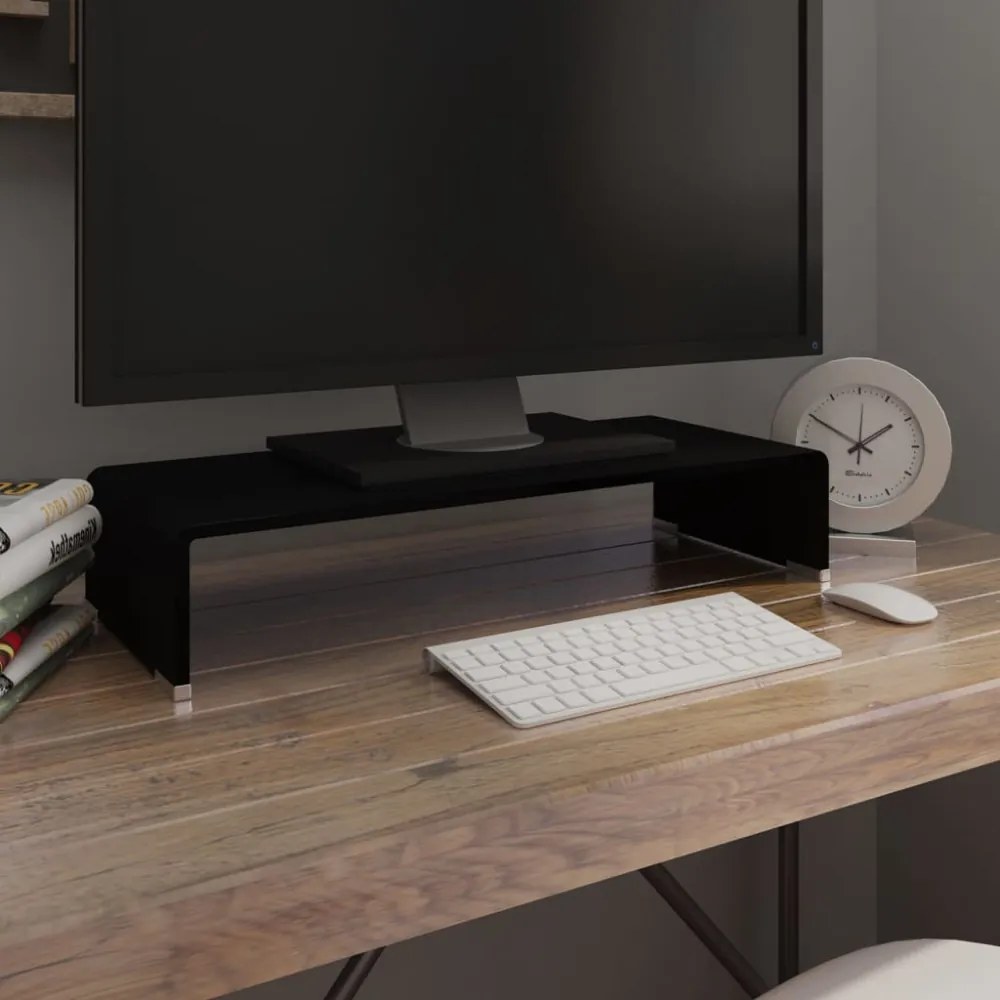 Átlátszó üveg TV/monitor állvány 60x25x11 cm