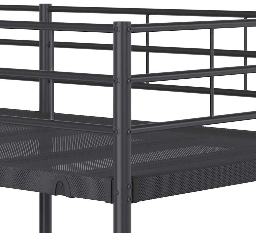 fekete acél emeletes ágy matrac nélkül 90 x 190 cm