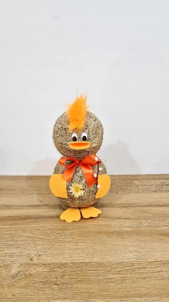 Húsvéti figura Kacsa Narancs Széna Dekoráció Húsvétra Nagy