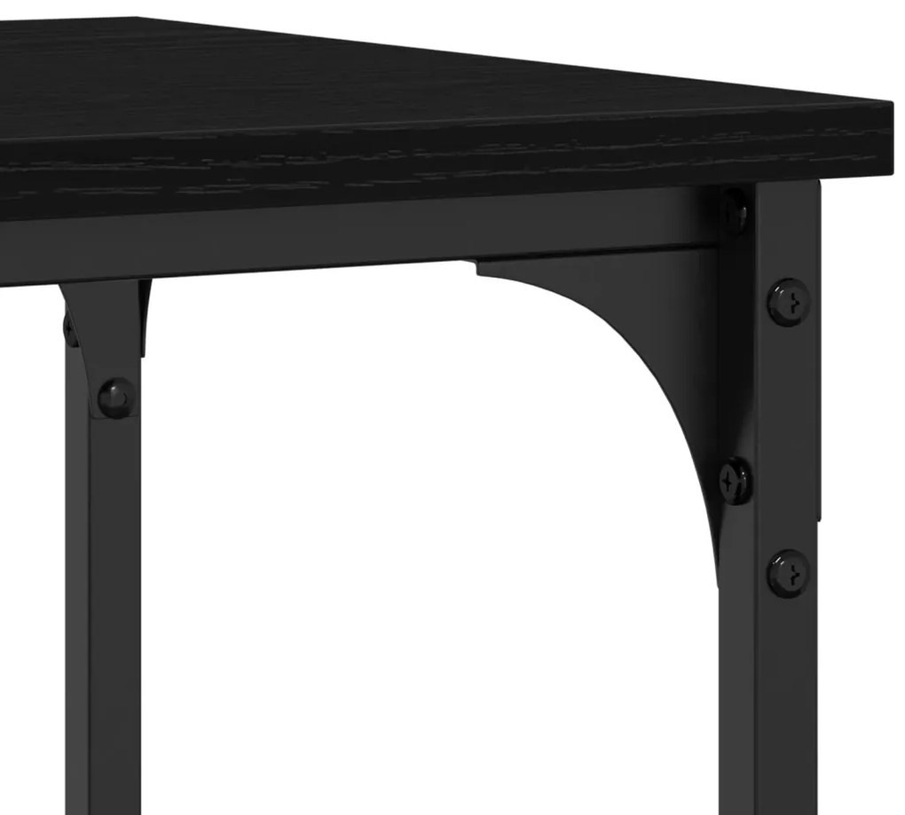 Konsole Asztal Fekete Tölgy 100x35x75 cm Műanyag Fa és Acél