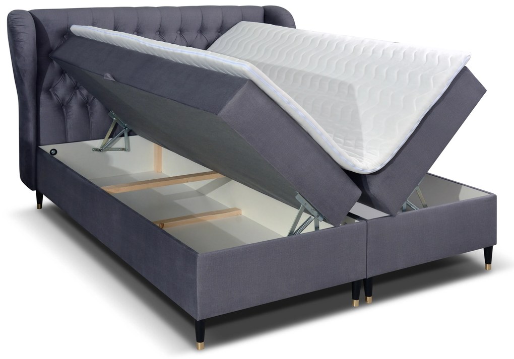 Franciaágy Boxspring 180 cm Ortun (lila) (matracokkal). 1033266