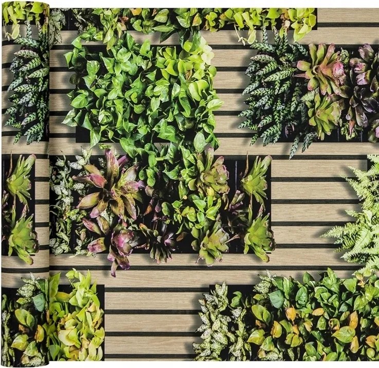 Tapéta Hatás 3D Növények Lamellák Deszkák Levelek Vinil Flizelin