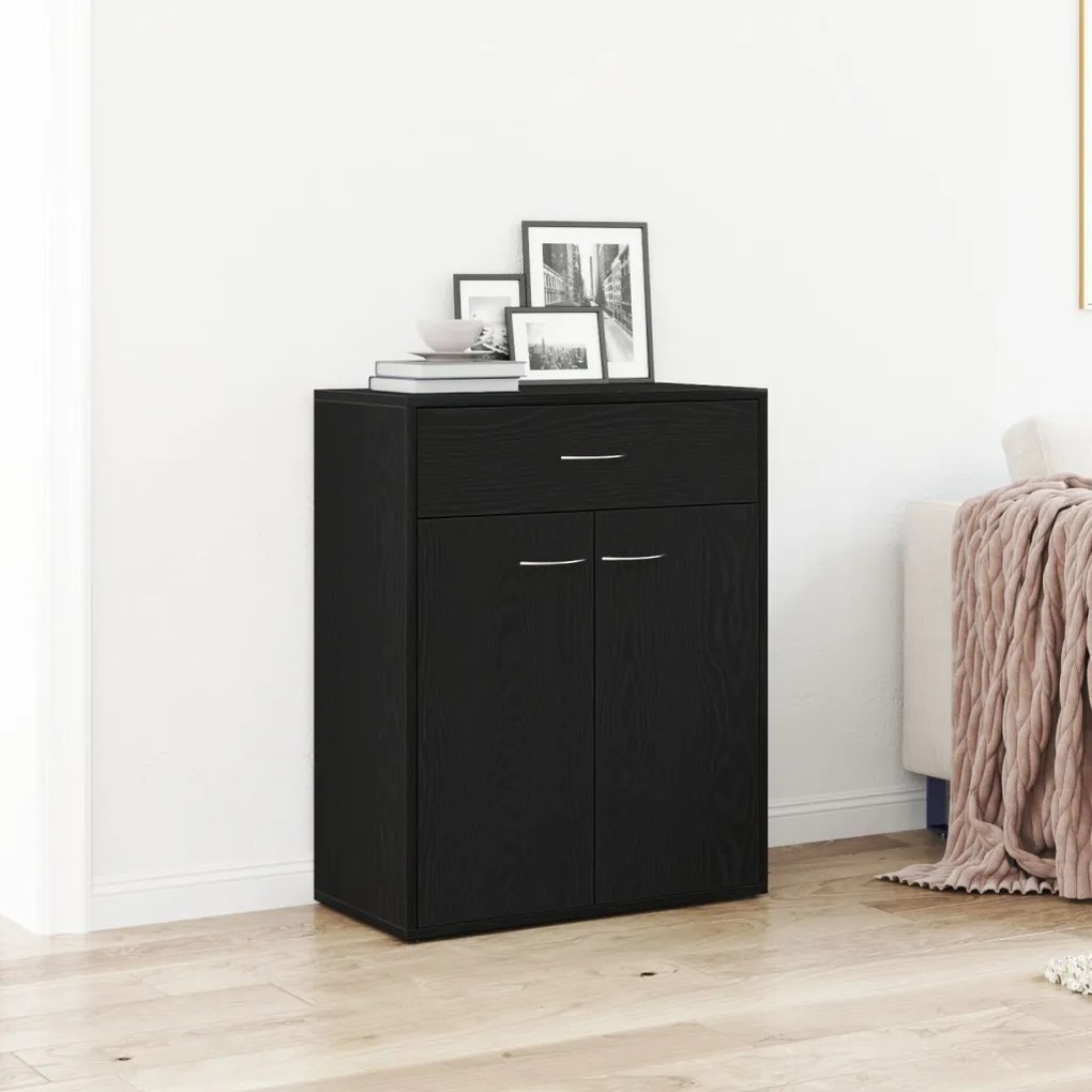 Fekete tölgy oldalszekrény 60x30x75 cm MDF-ből