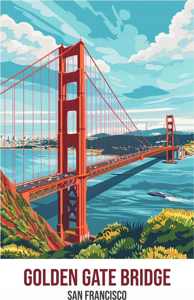 Poszter 56,6x86,4cm Golden Gate Bridge