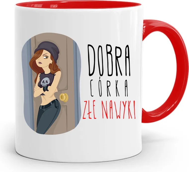 Piros Bögre Ajándék Lányának Jó Lány Nyomtatott Fotóval