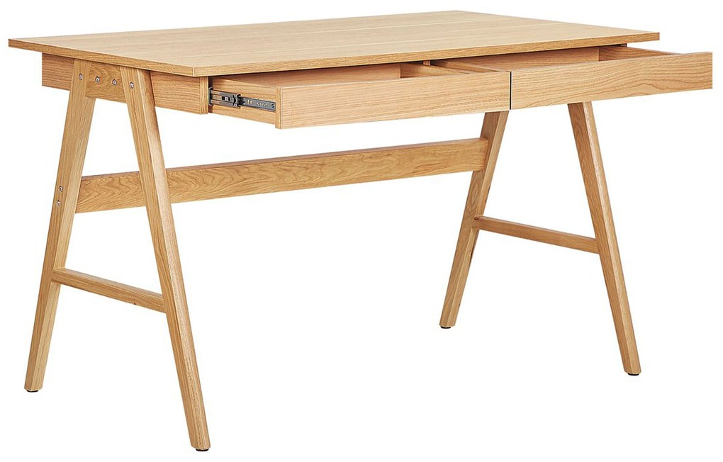 Skandináv Stílusú Világos Fa Színű Fiókos Íróasztal 120x70 cm SHESLAY Beliani