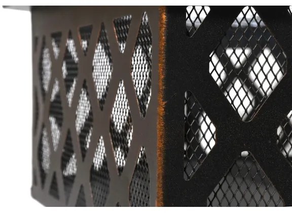 Hordozható fa tűzrakóhely rostéllyal fekete/patina