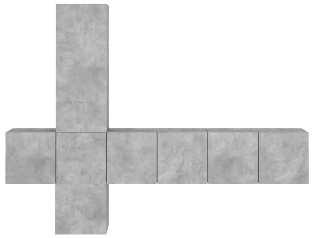 vidaXL 5 darab betonszürke szerelt fa fali TV-bútor