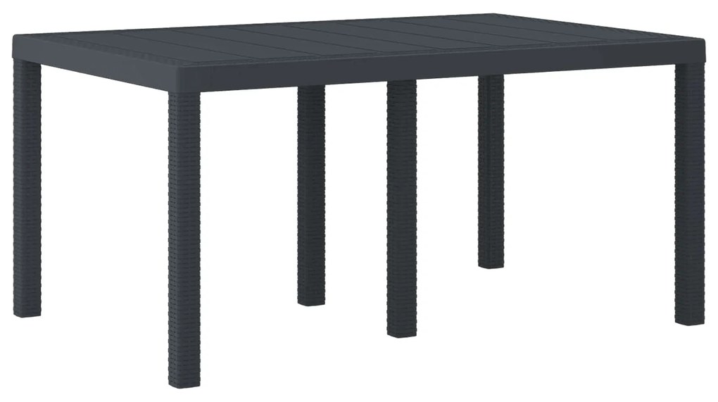 vidaXL Kerti Asztal Antracit 150 x 100 x 73 cm polirattan