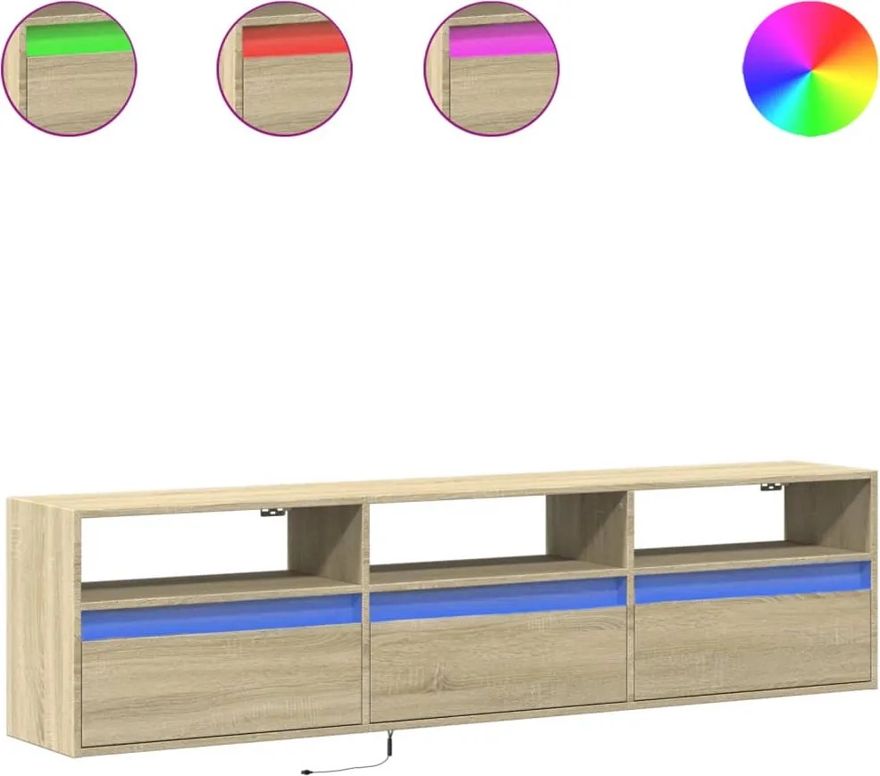 vidaXL sonoma tölgy színű falra TV-szekrény LED-del 180 x 31 x 45 cm