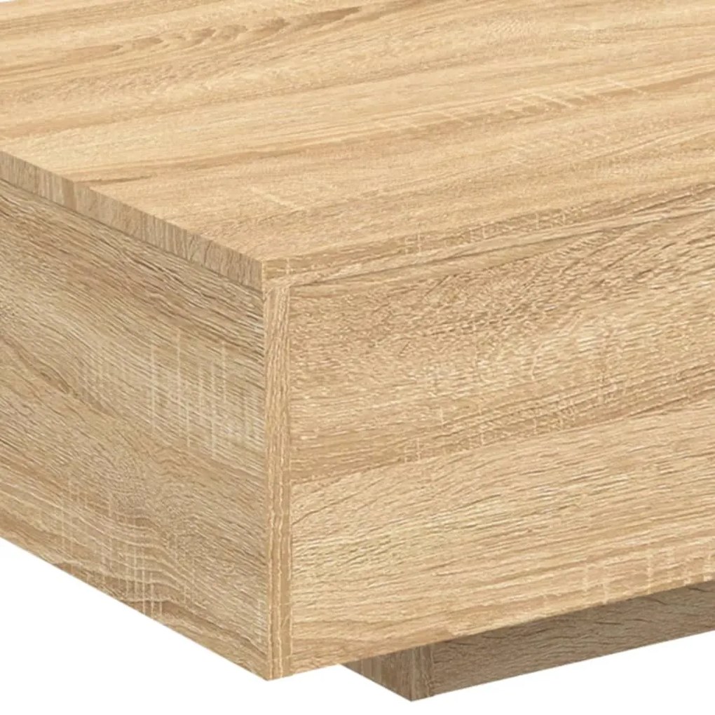 sonoma tölgy színű dohányzóasztal LED-lámpákkal 85 x 55 x 31 cm
