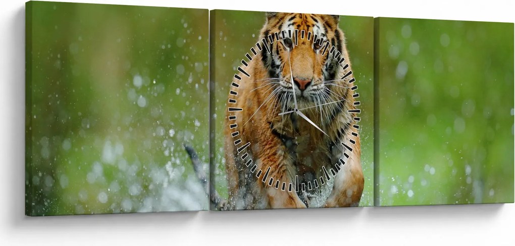 Kép - Futó tigris (órával) (90x30 cm)