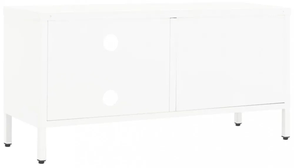 fehér acél és üveg TV-szekrény 90 x 30 x 44 cm