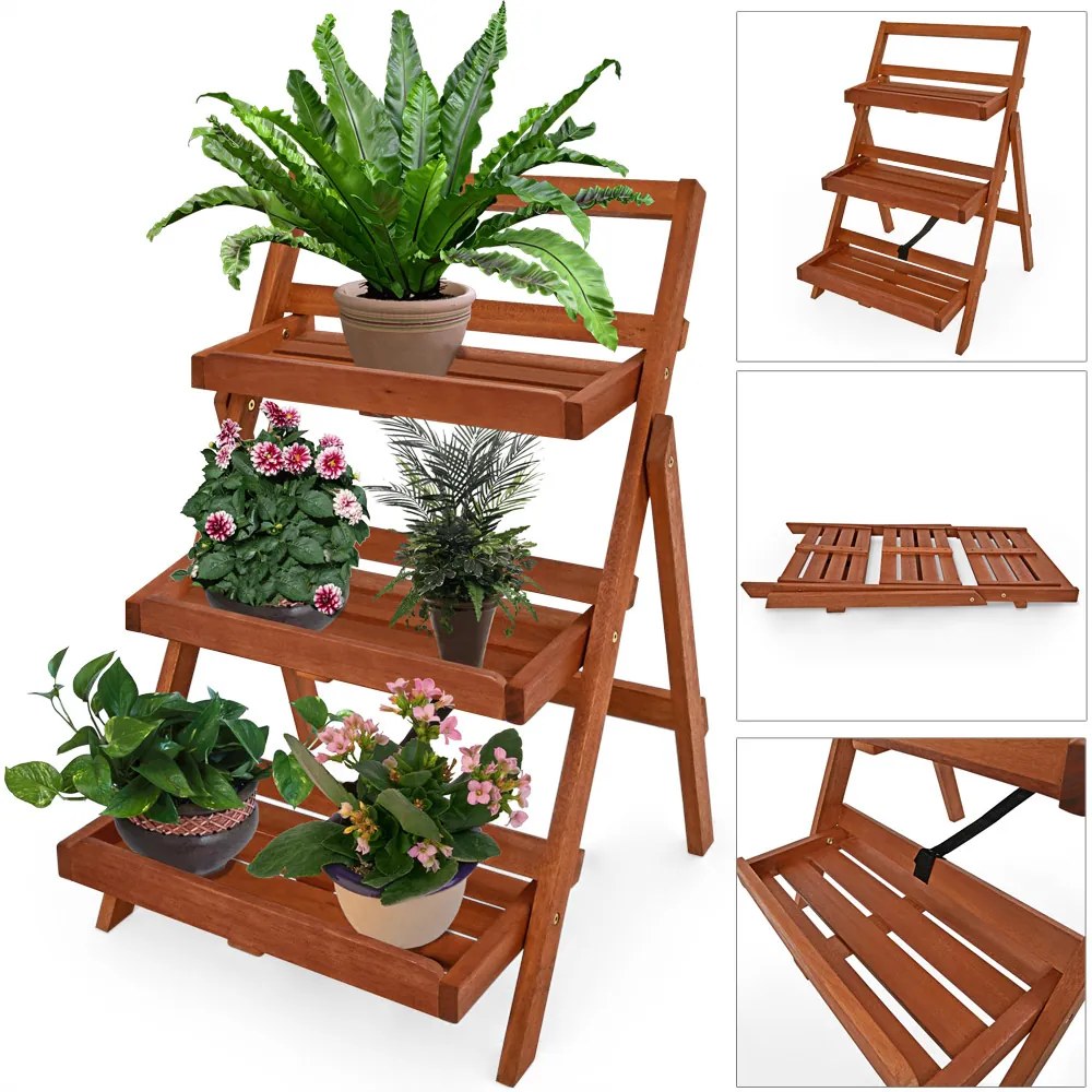 Casaria® Fa lépcsős virágtartó