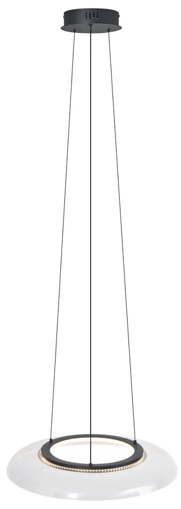 Design függőlámpa fekete és átlátszó, 3 lépésben dimmelhető - Scacrylic