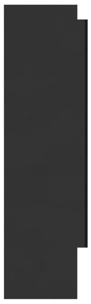 fényes fekete MDF tükrös fürdőszobaszekrény 80 x 15 x 60 cm