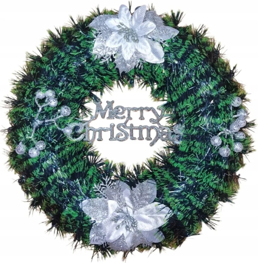 Ajtó koszorú ezüst karácsonyi dísz kerek 40 cm