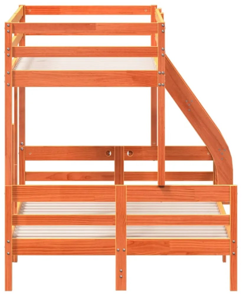 viaszbarna tömör fenyőfa emeletes ágy 80 x 200/120 x 200 cm