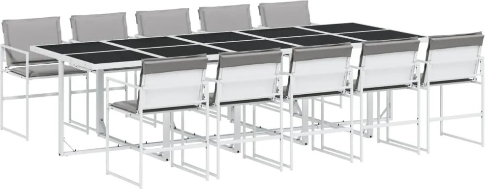 vidaXL 11 részes fehér textilén kerti étkezőgarnitúra párnákkal