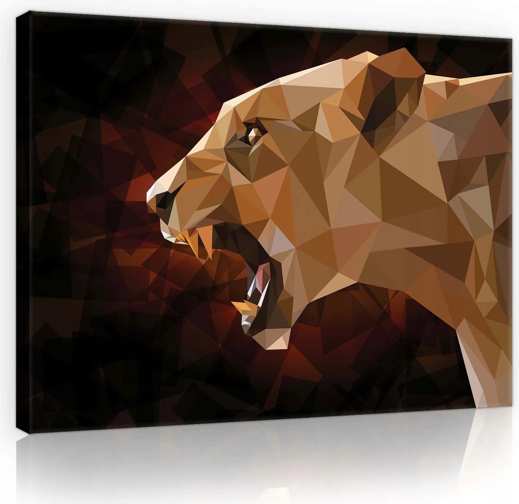 Vászonkép 80x60 Oroszlán poligonális absztrakt vad természet állat erő