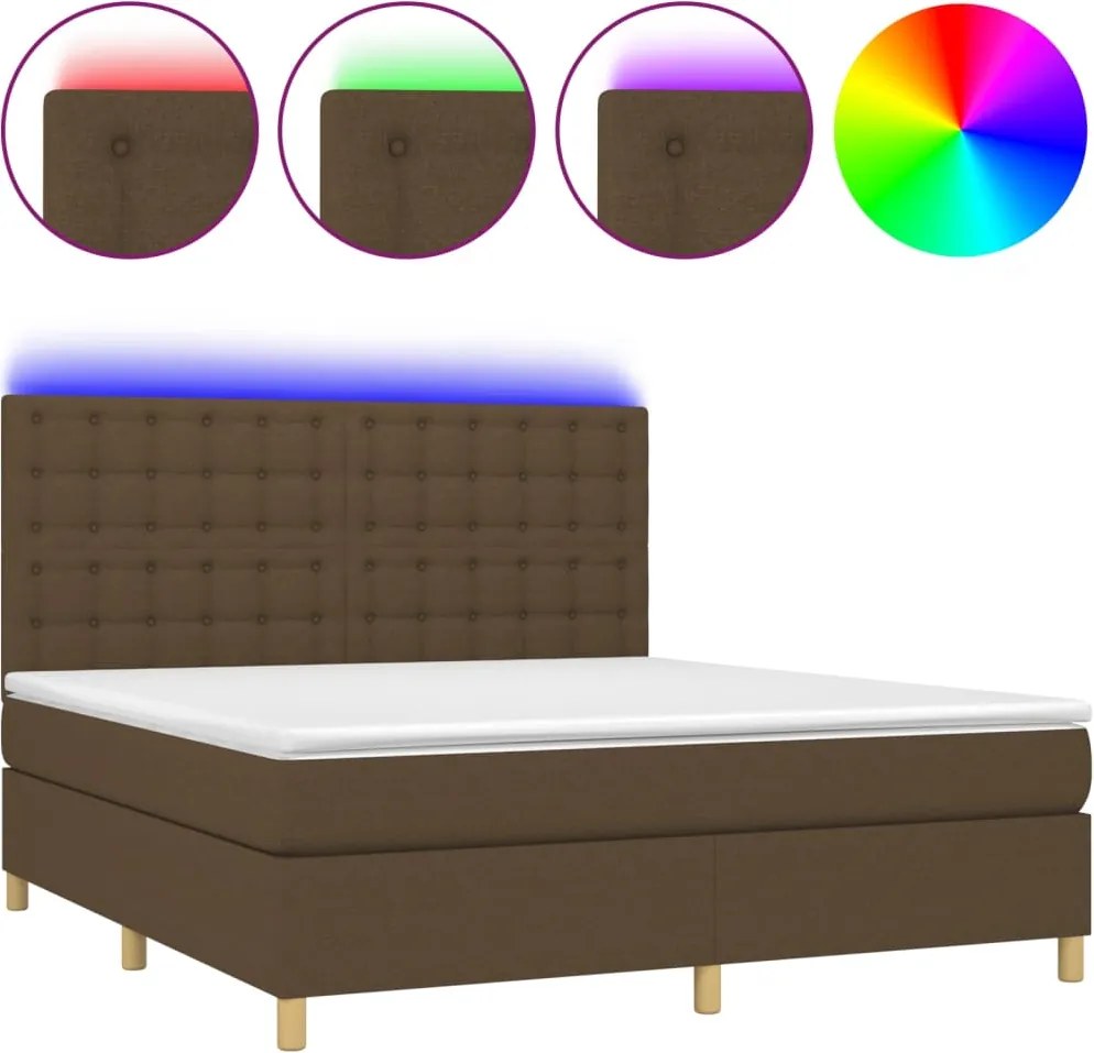 vidaXL barna szövet rugós és LED-es ágy matraccal 160x200 cm