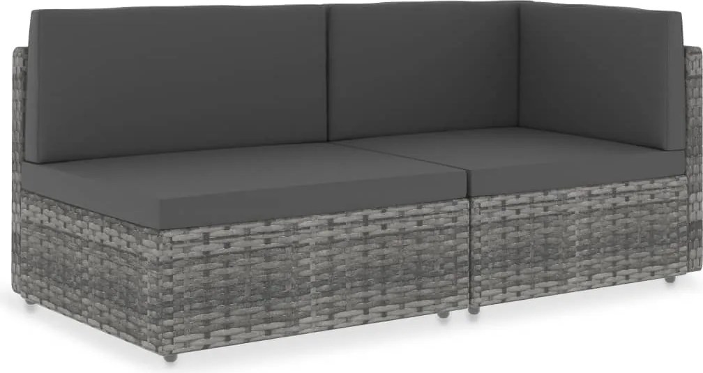 vidaXL 2 személyes szürke elemes polyrattan kanapé