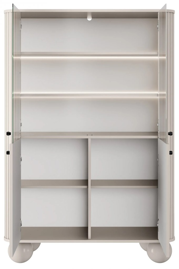 Vesper vitrin 103 cm - kasmír / fekete fogantyúk / gömb lábak