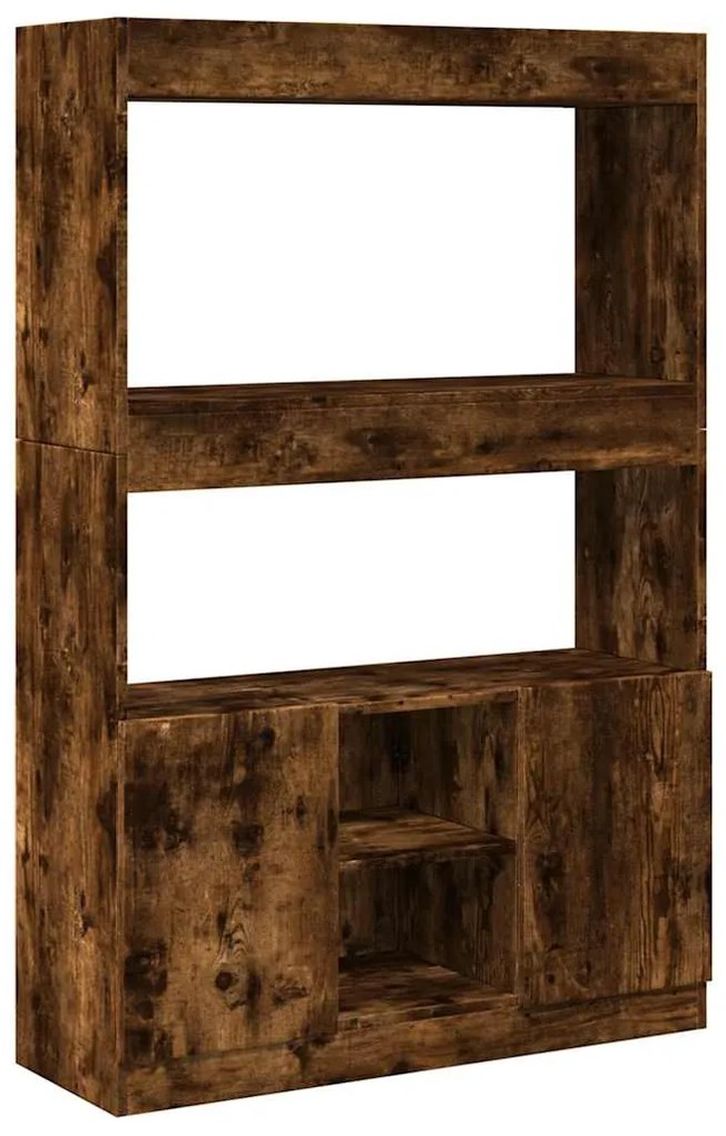 füstös tölgy színű szerelt fa magasszekrény 92 x 33 x 140 cm