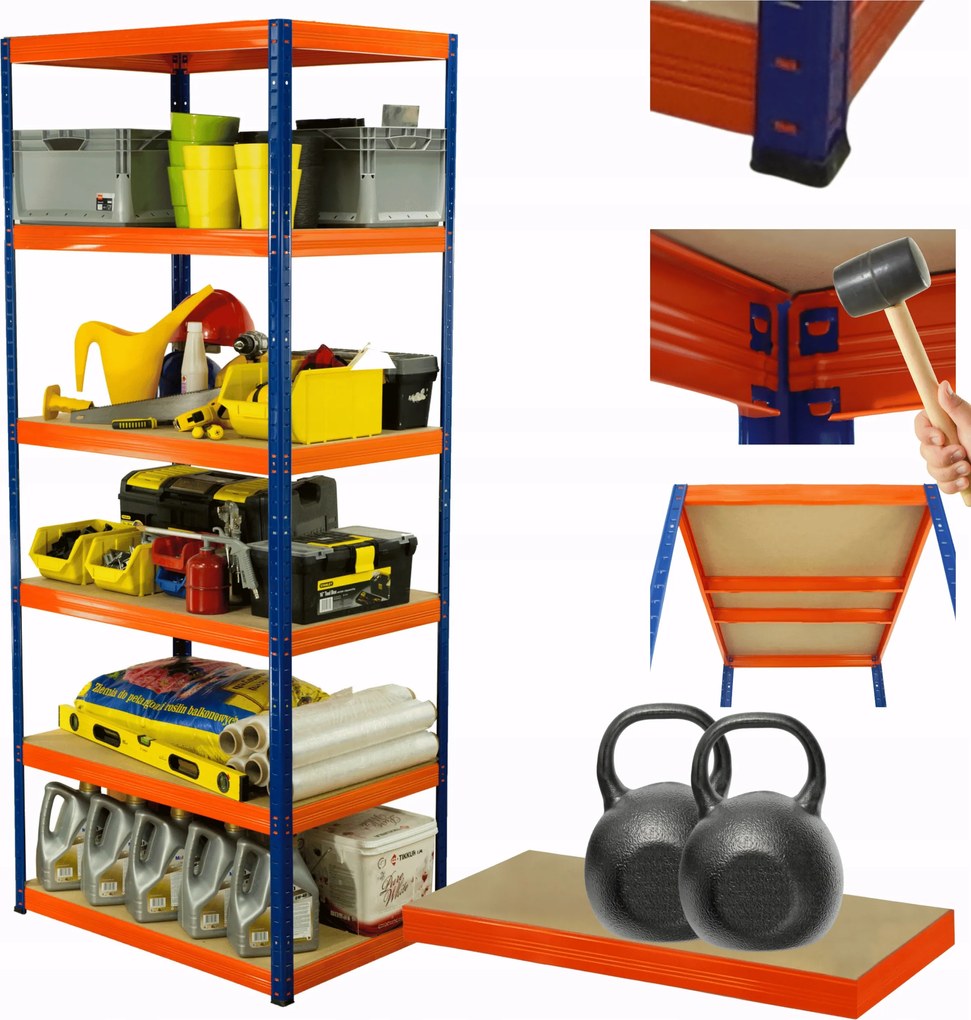 Tárolószekrény fém állvány Helios 213x110x45cm 6Px275kg Tömör