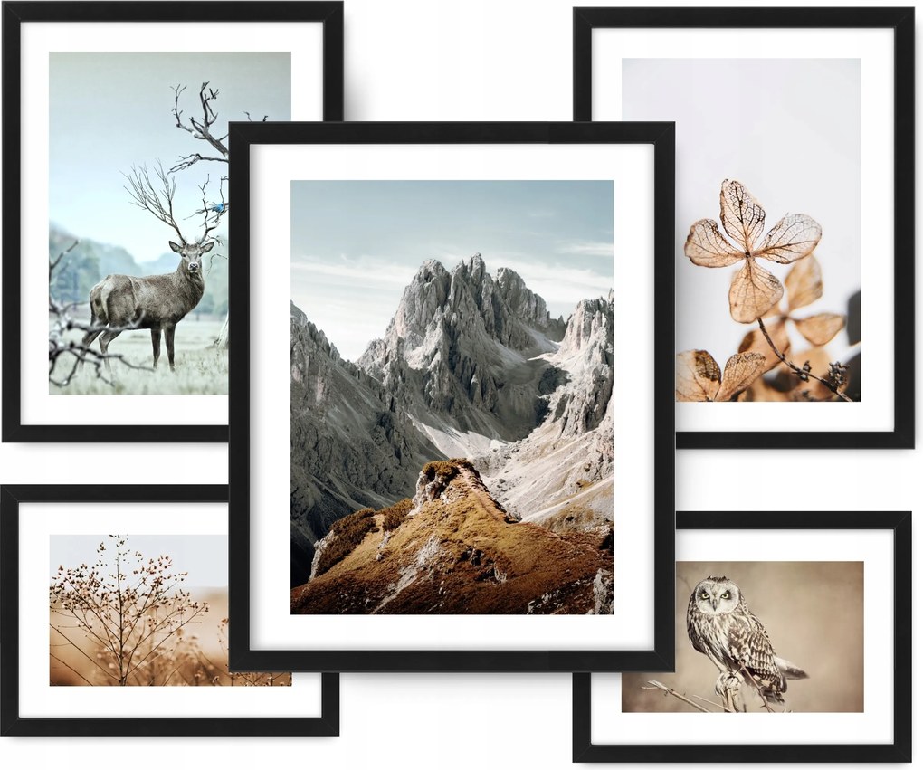 Hegyek Szarvas Bagoly 5 kép poszter, ikea keret #6